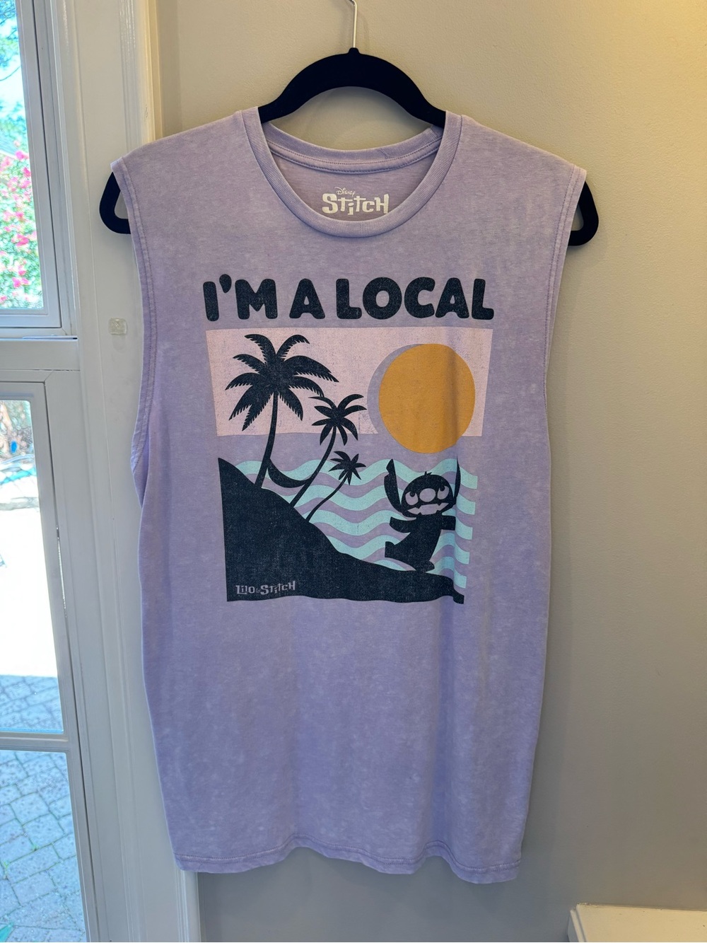Disney Stitch "I'm A Local" Lavender Muscle Tee